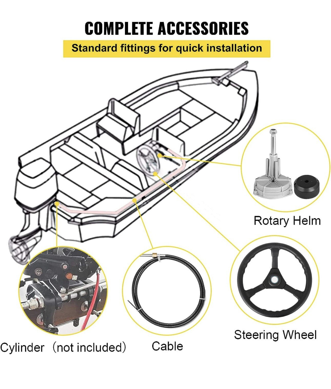 VEVOR Boat Steering System Kit 15F