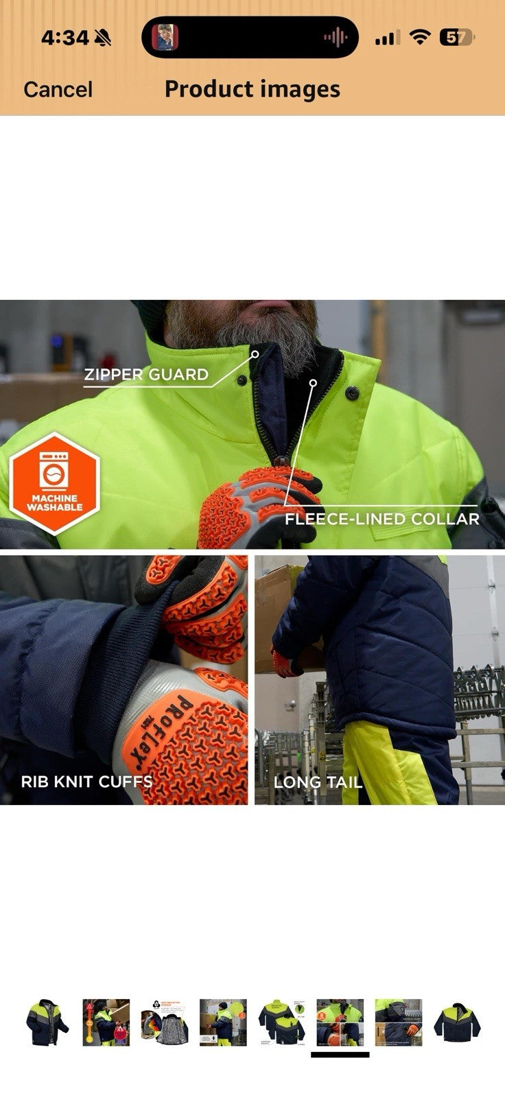 Ergodyne Insulated Freezer Jacket-Heat Reflective Lining XL