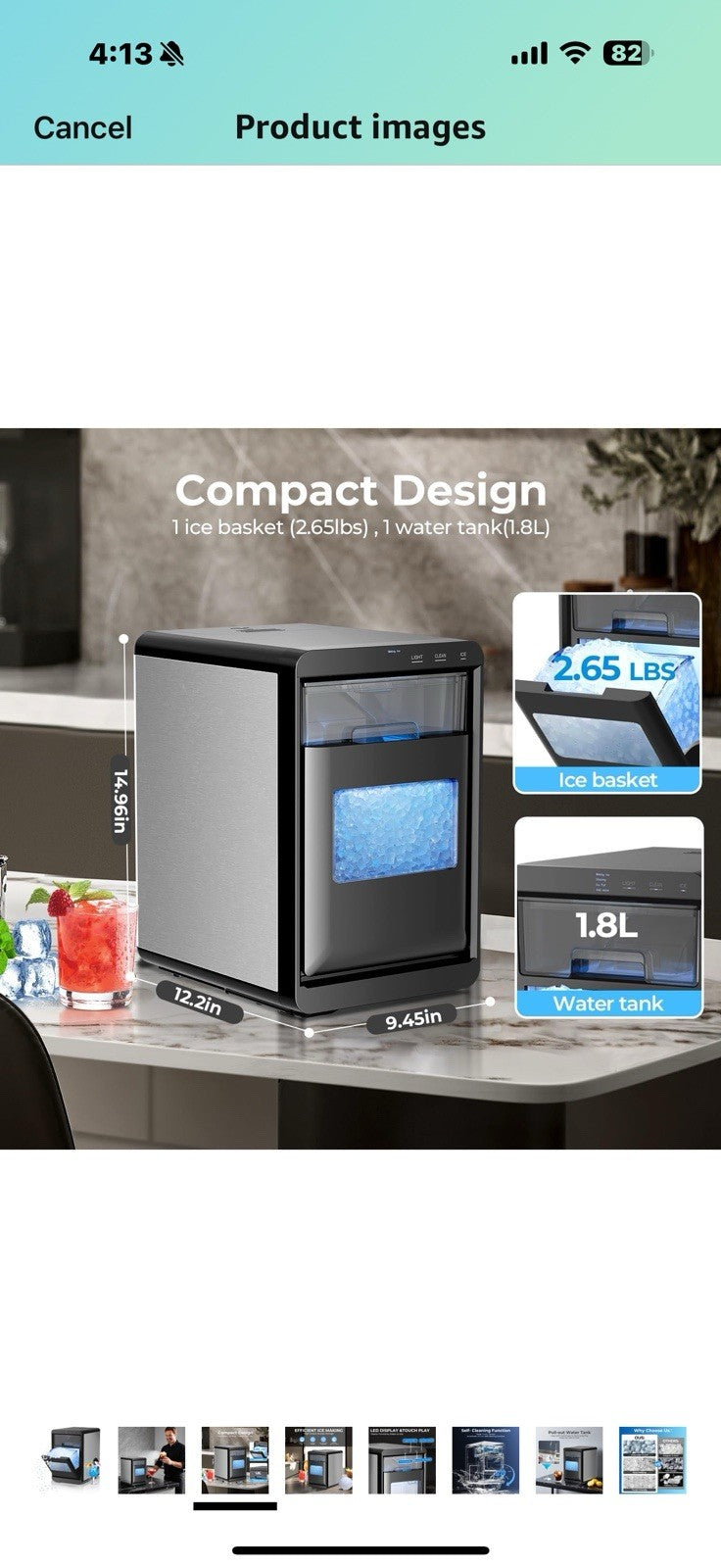 Antarctic Star Nugget Ice Maker Countertop - 44LB/Day, Self-Cleaning