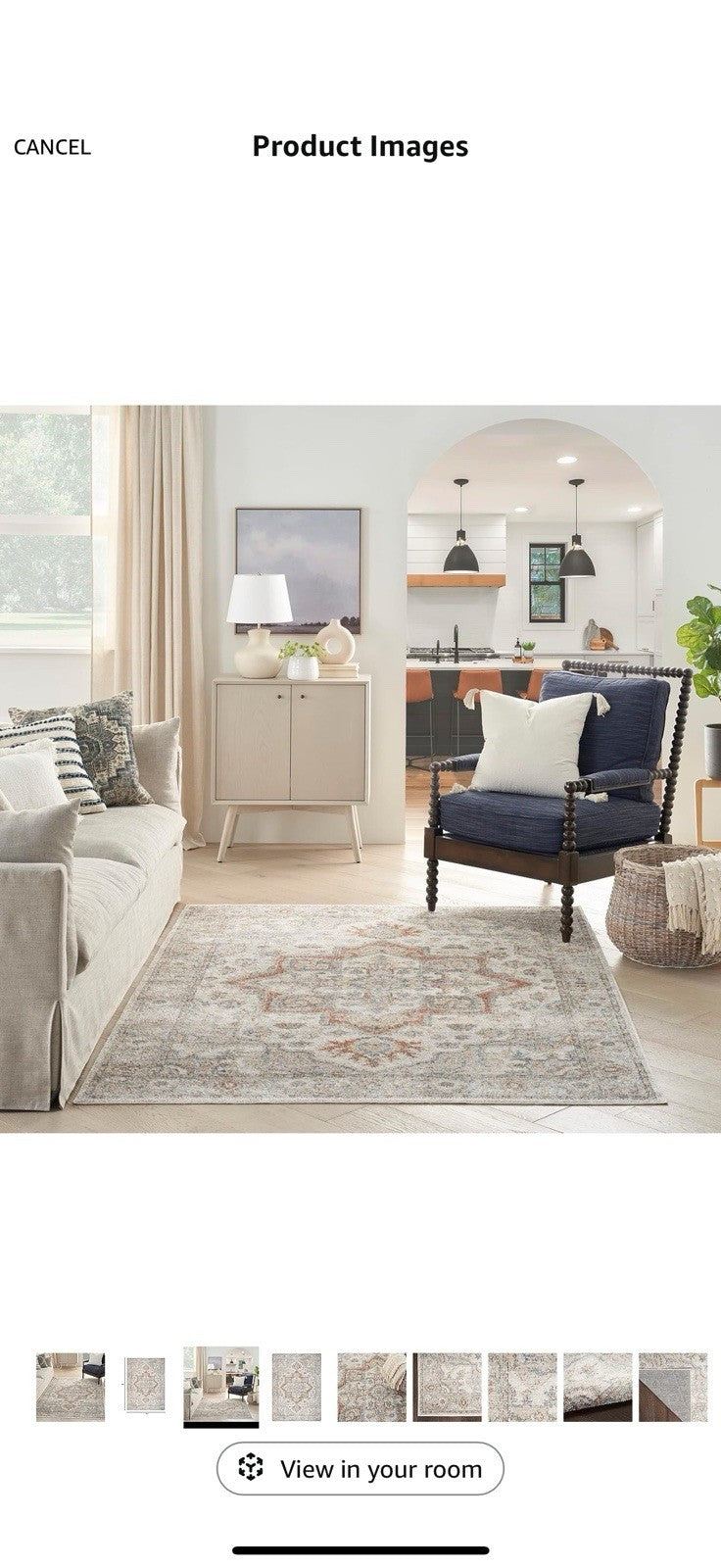Nourison Astra Machine Washable Bohemian Grey/Multi 5'3" x 7' Area Rug