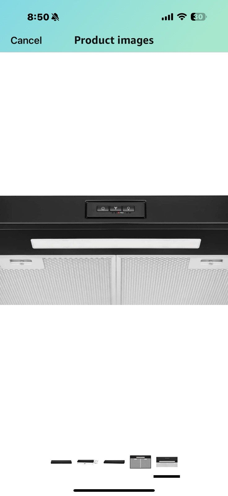 Frigidaire Undercabinet 30" Ventilation Hood with 220 CFM in Black
