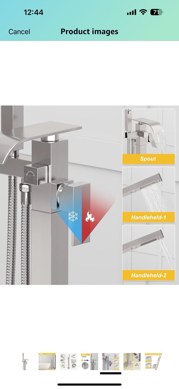 BESy Tub Filler Freestanding Bathtub Faucet Brushed Nickel Floor Mount 