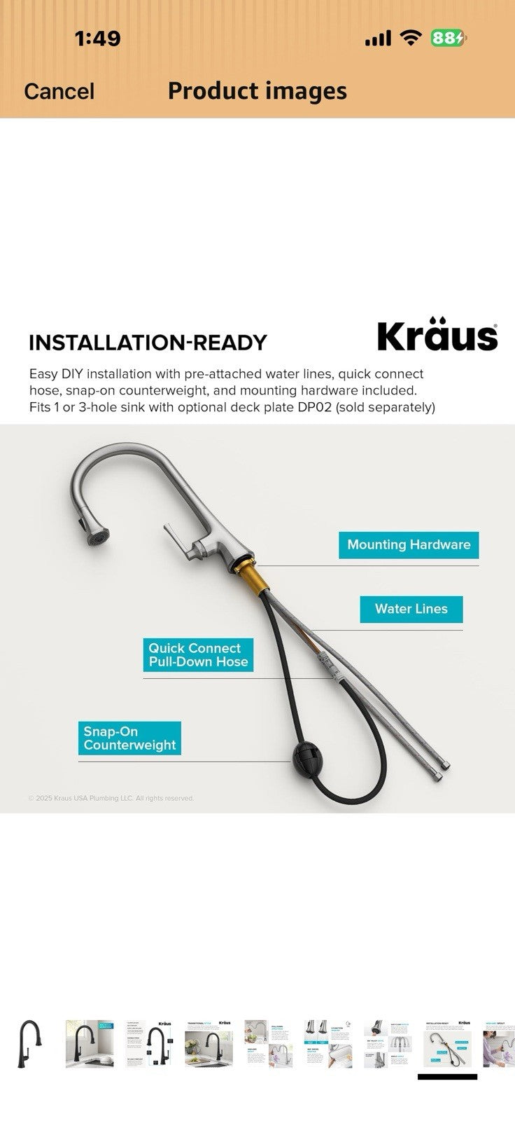 KRAUS Savan 2-Function Single Handle Pull Down Kitchen Faucet in Matte Black,