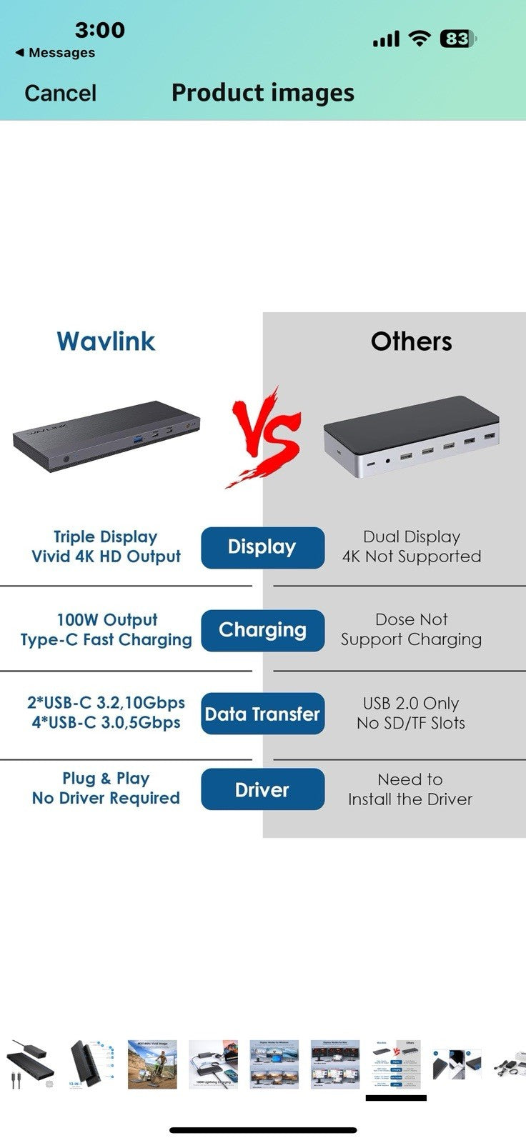 Laptop Docking Station, Docking Station 3 Monitors with 2* DP+HDMI