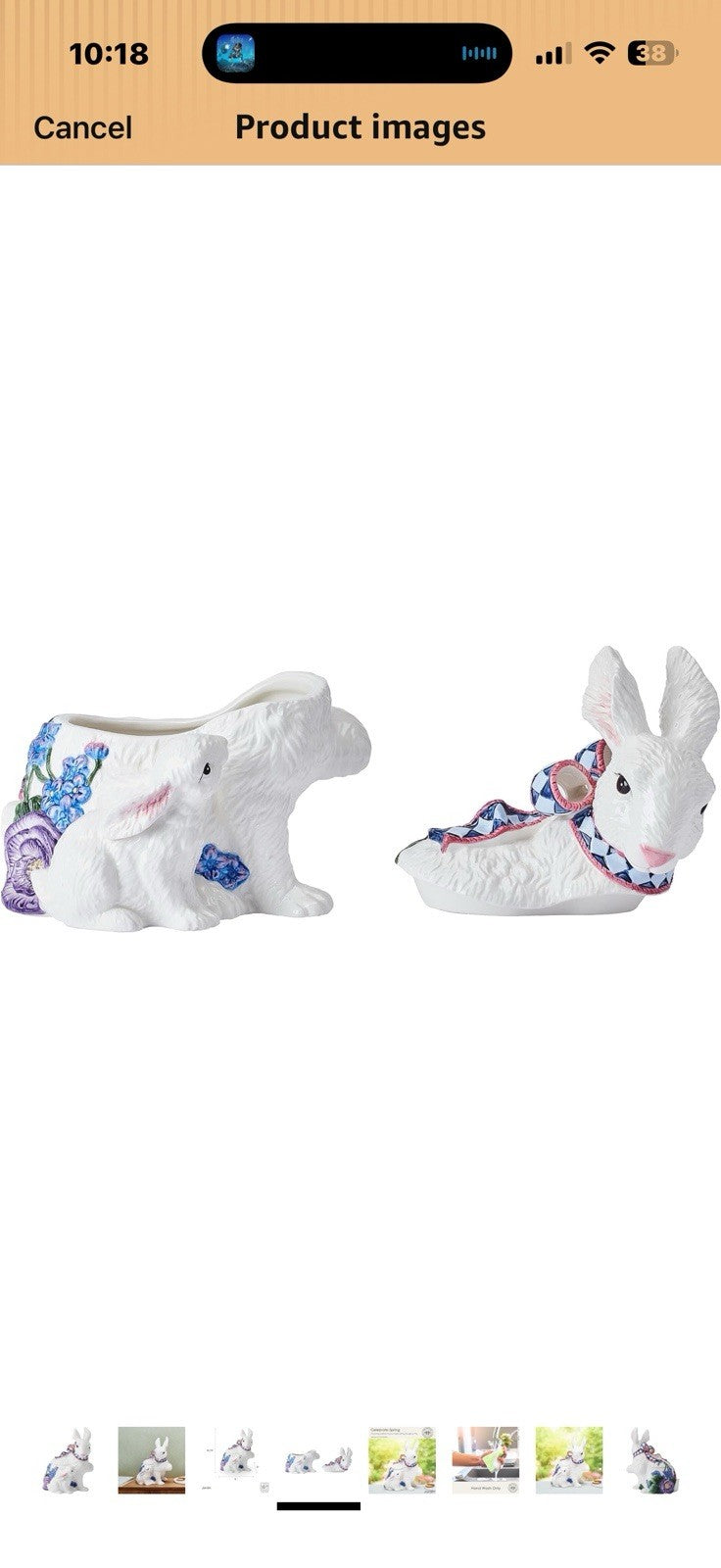 Fitz and Floyd Jardin Rabbit Bunny Easter Countertop Cookie Storage 