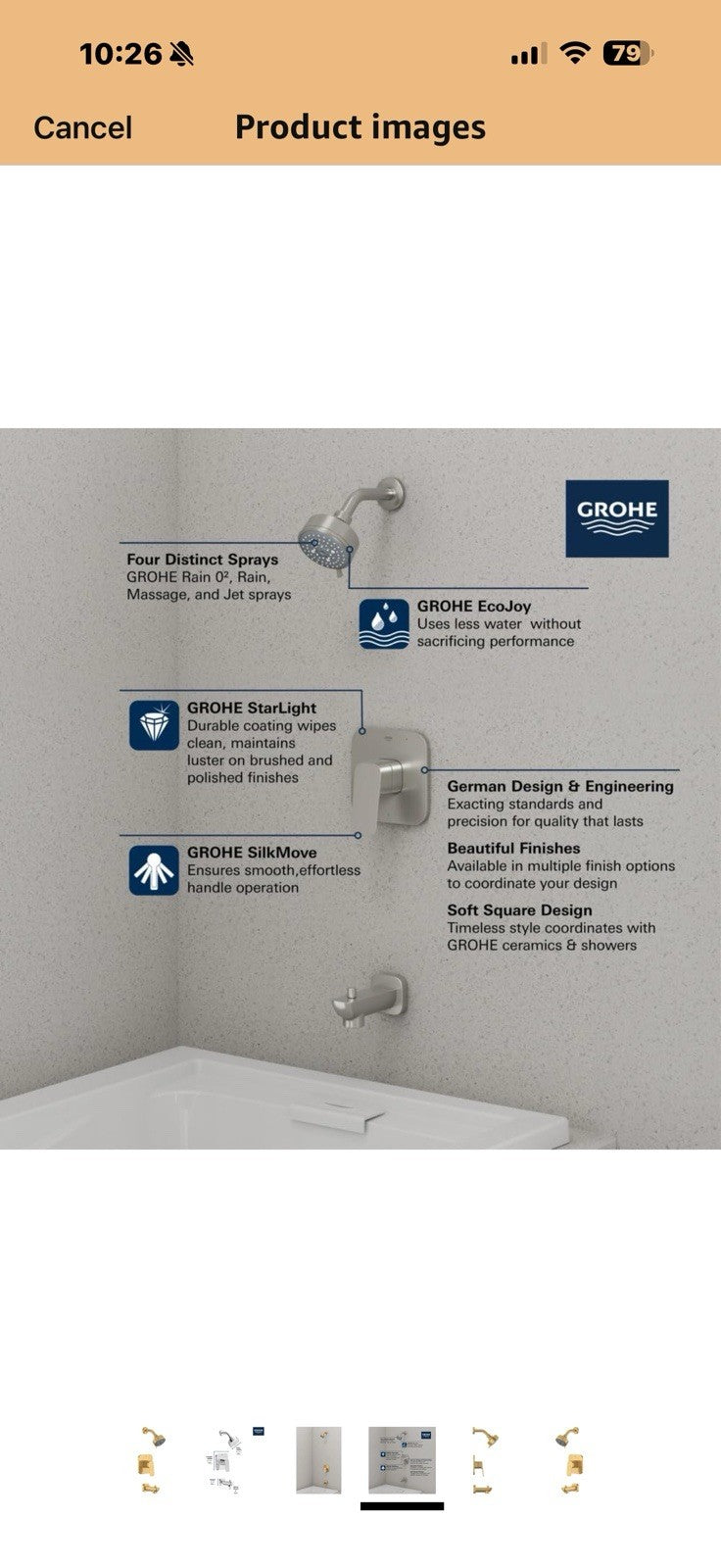 Grohe 105380GN00 Cubeo Pressure Balance Valve Tub/Shower Trim Kit,
