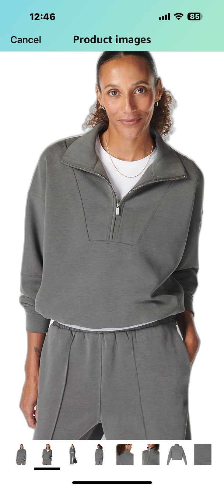 Sweaty Betty Women's Sand Wash Soft Half Zip Pullover Sweatshirt Size M