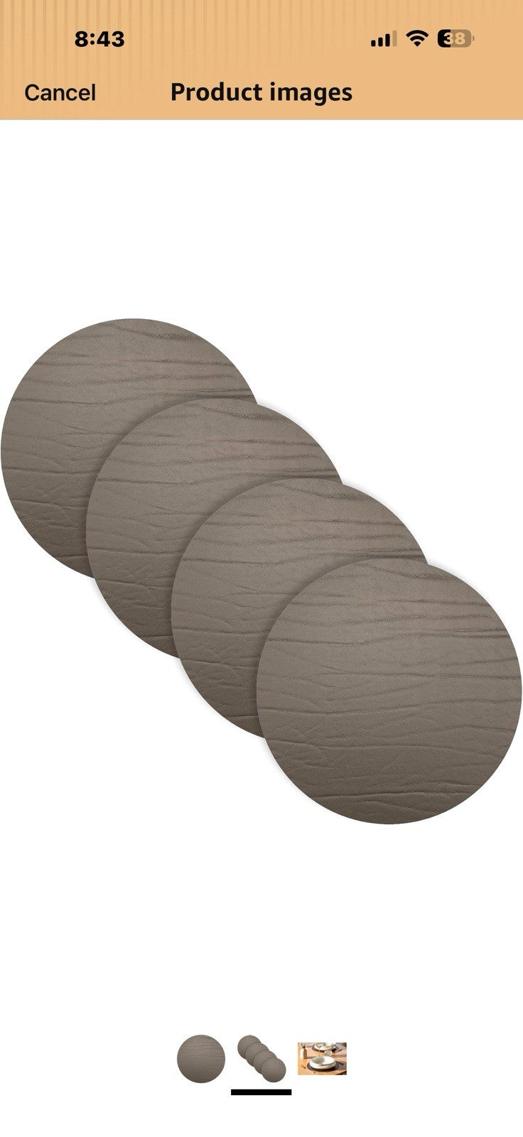 Fortessa Strata Leather Placemat, 13" Round Placemat (Set of 4), Espresso