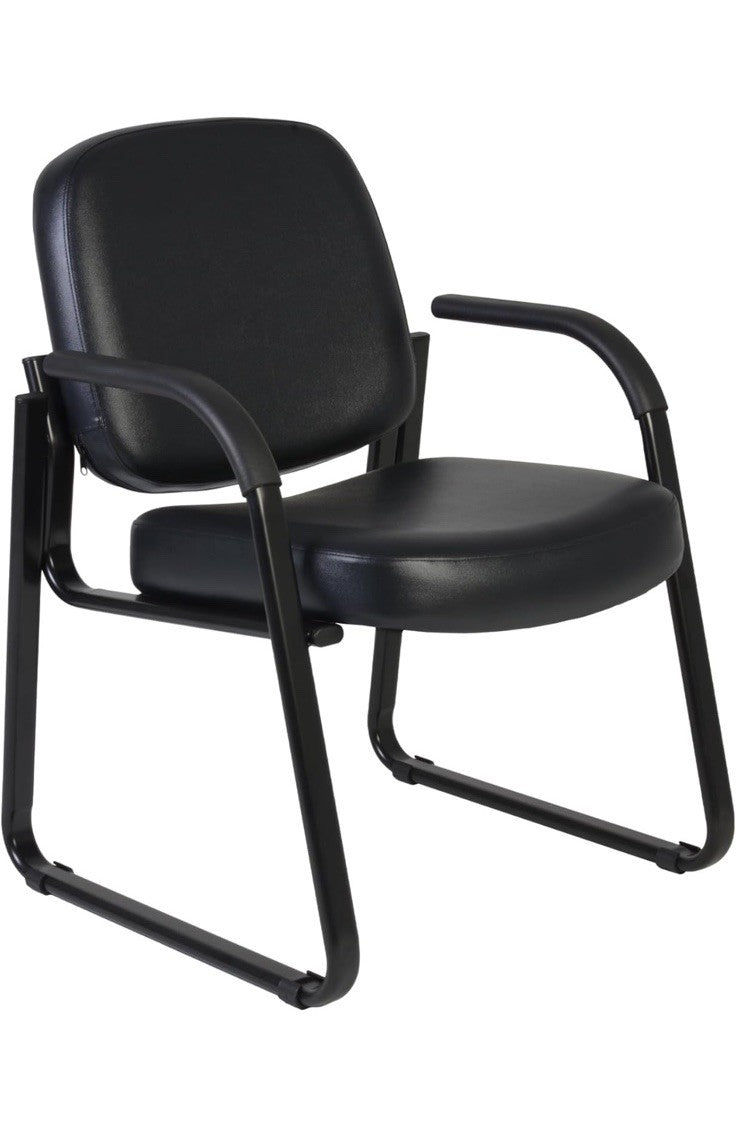 Romig Victor Guest and Reception Chair with Arms, Vinyl - Black