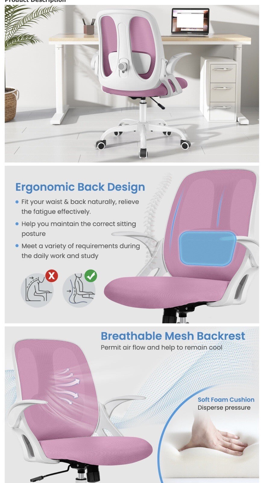 Razzor Office Chair, Ergonomic Computer Desk Chair with Lumbar Support, Breathab