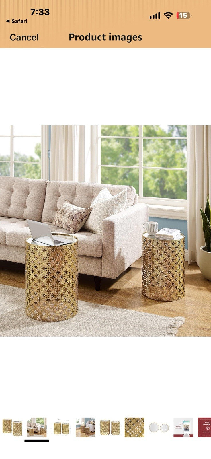 Linon Alina Round Nesting Tables (Set Of 2), Gold