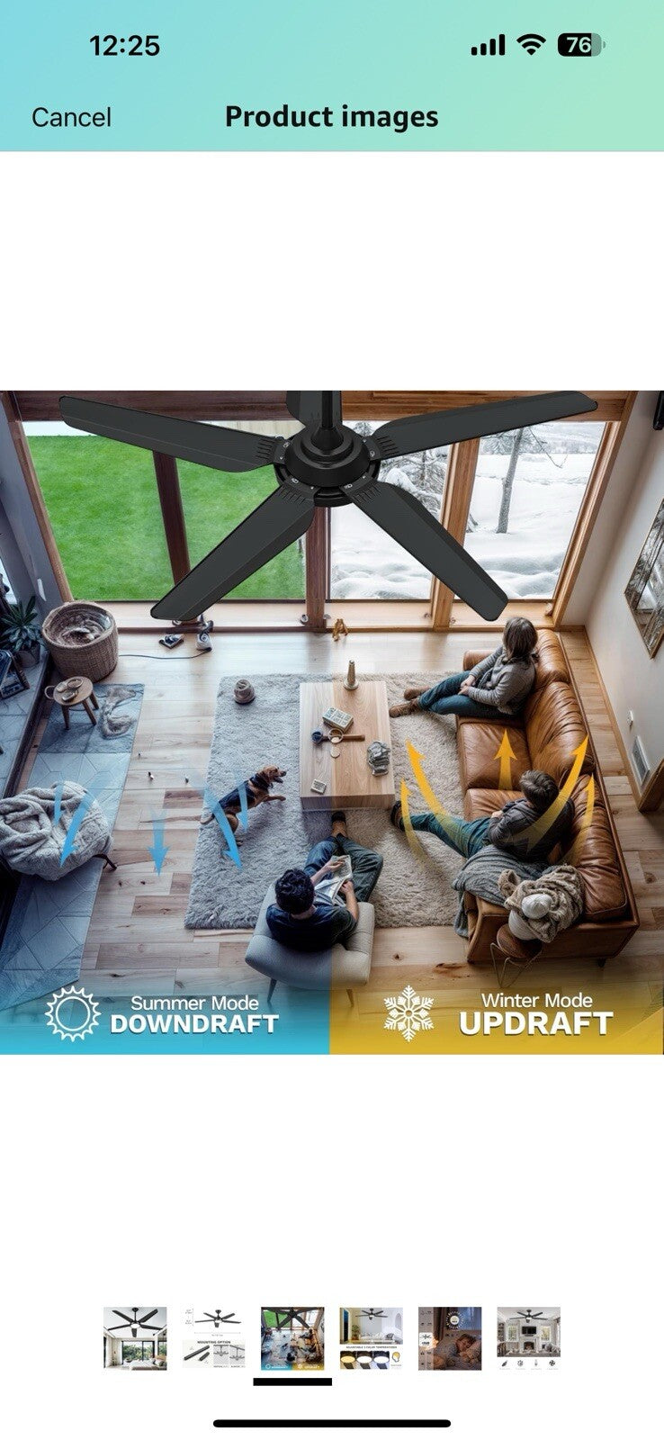 DWVO Ceiling Fan with Light, 54" Ceiling Fan with Remote, Tri-Color Temperature,
