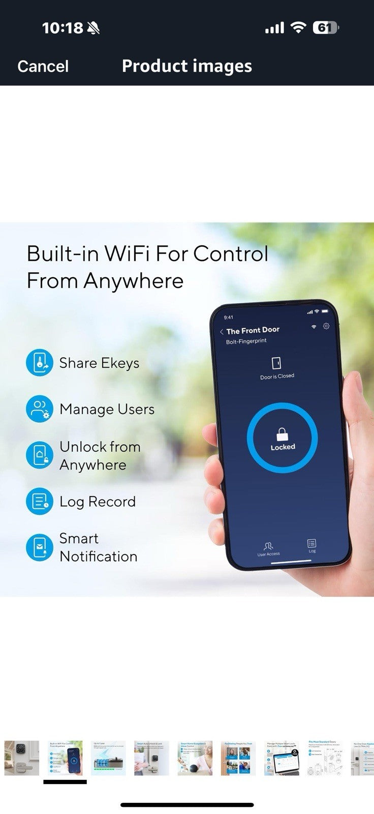 ULTRALOQ Bolt Fingerprint Smart Lock with Handle Lever Set, Built-in 