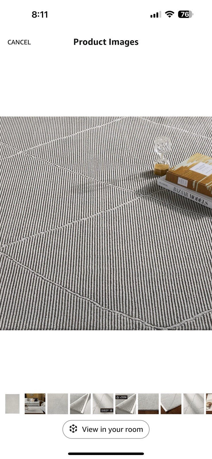 TOWN & COUNTRY LUXE Tretta Contemporary Diamonds Area Rug with Grey, 9'2"x12'5"