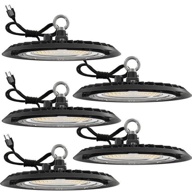 Sunco 5 Pack UFO LED High Bay Light, Plug & Play Lighting for Warehouse,