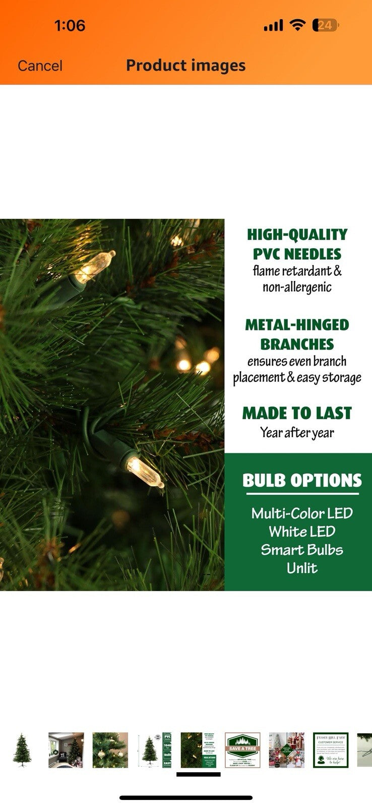 Fraser Hill Farm 7-Ft. Unlit Southern Peace Green Artificial Christmas 