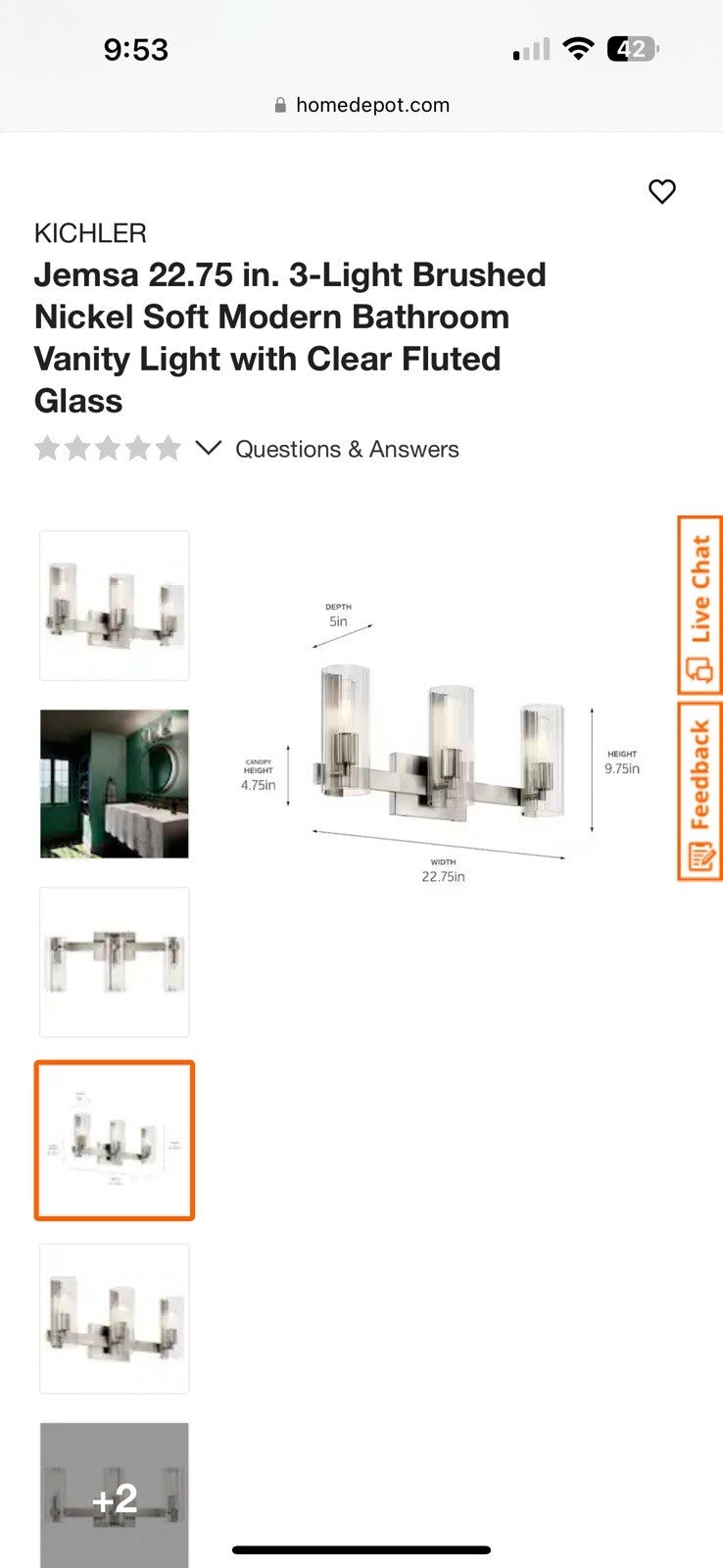 KICHLER Jemsa 22.75 in. 3-Light Brushed Nickel Soft Modern Bathroom Vanity Light