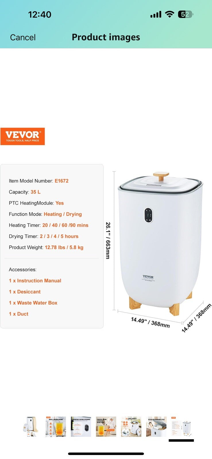 VEVOR Towel Warmer 35L, Towel Warmer Bucket with Drying Modes(2-5h)