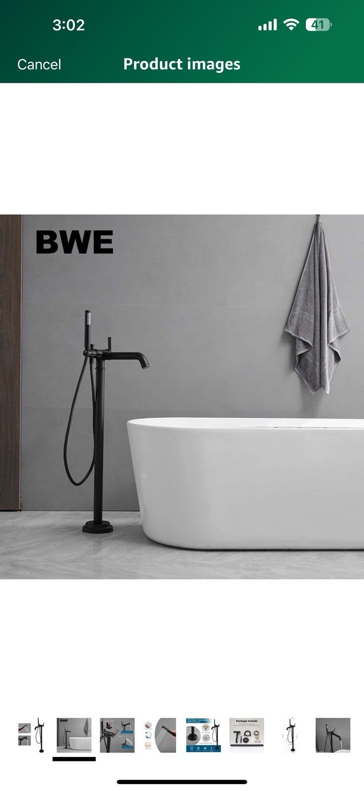 BWE Black Freestanding Bathtub Faucet Floor Mounted Modern Bathroom