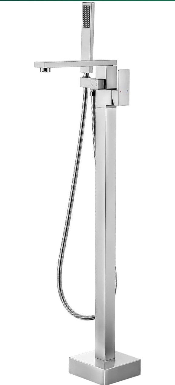 Freestanding Bathtub Faucet, Floor Mount Tub Filler, High Flow Brass