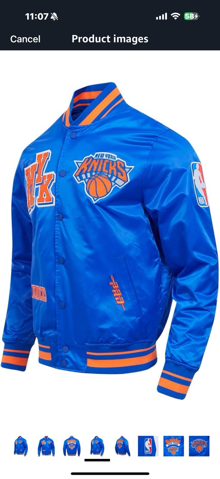 Mens NBA Best Of Satin Jacket New York Knicks Large 