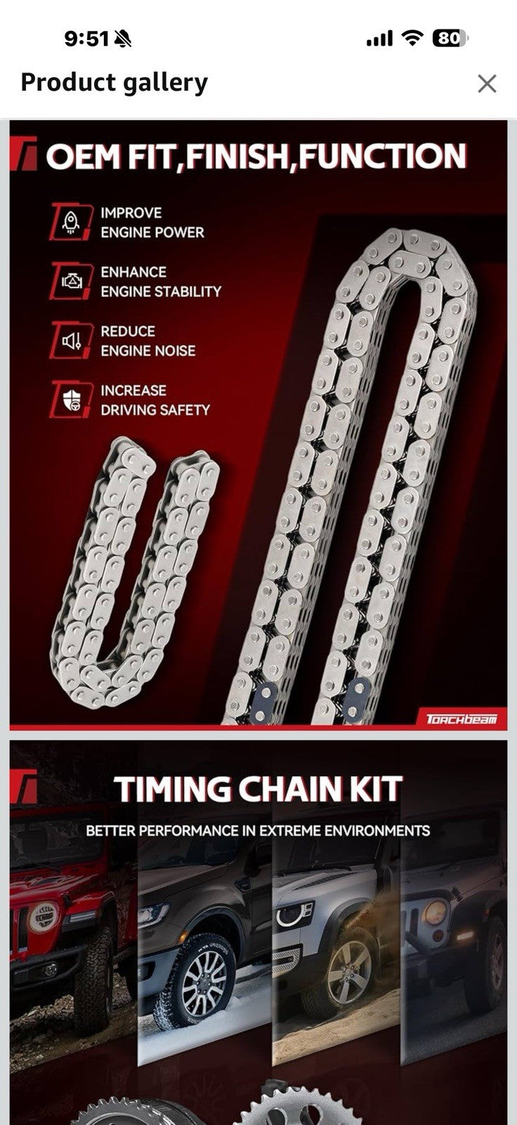 Torchbeam Timing Chain Kit Fit for Ford Explorer 1997-2010, Mustang 