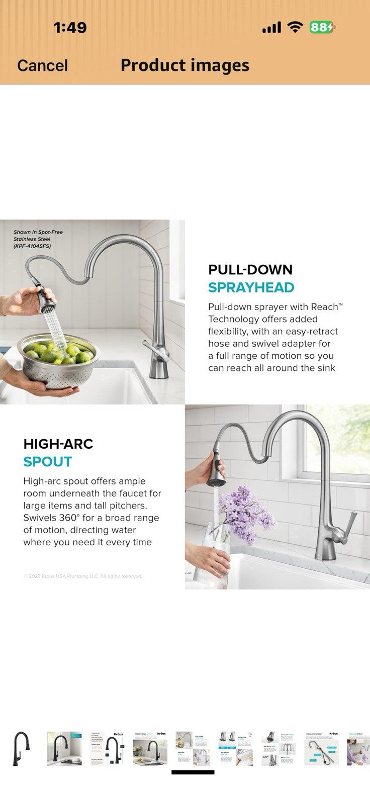 KRAUS Savan 2-Function Single Handle Pull Down Kitchen Faucet in Matte Black,