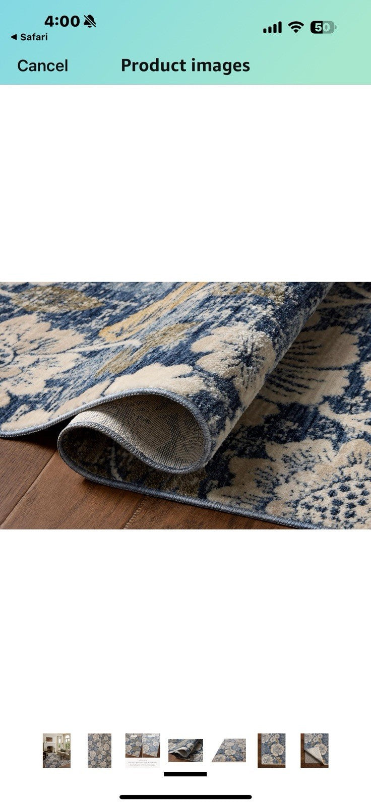 Loloi Eileen Collection ELE-03 Denim/Natural 7'-10" x 10'-2" Fringe
