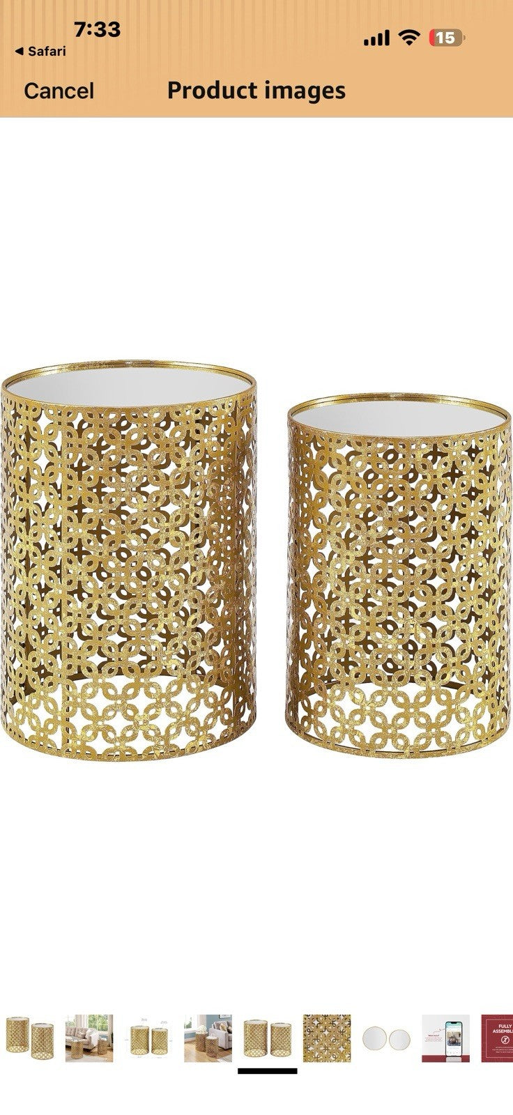 Linon Alina Round Nesting Tables (Set Of 2), Gold