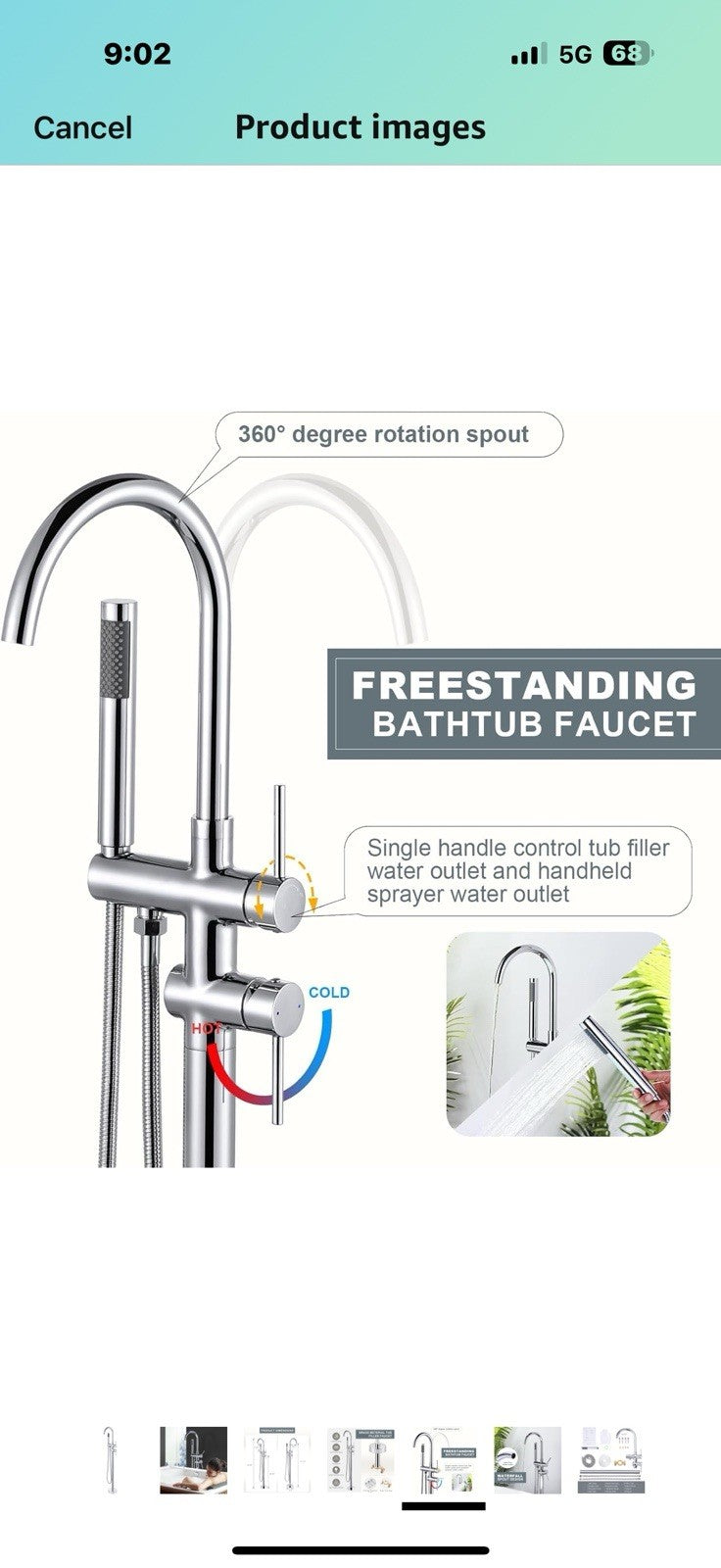 Freestanding Tub Filler Faucet, Floor Mount Chrome Bathtub Faucet 