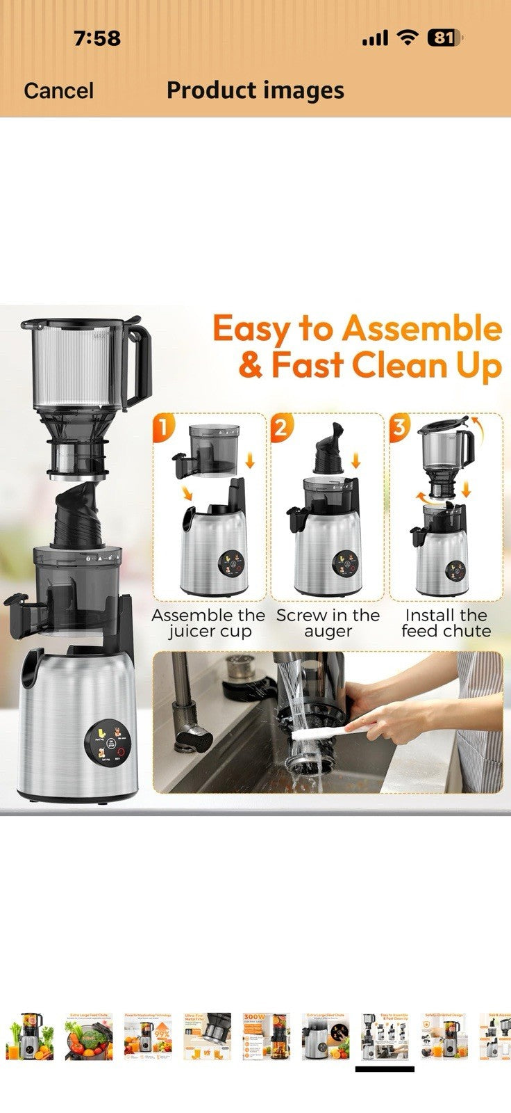 INSMART 3-in-1 Cold Press Juicer,Juicer Machines with 5.3" Large