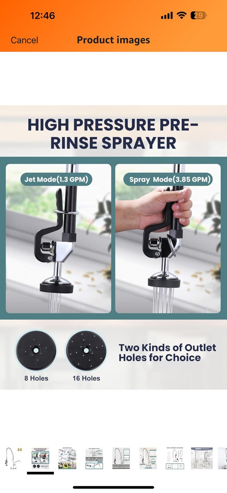 Commercial Sink Faucet with Sprayer: ALEASHA 36 Inches Commercial