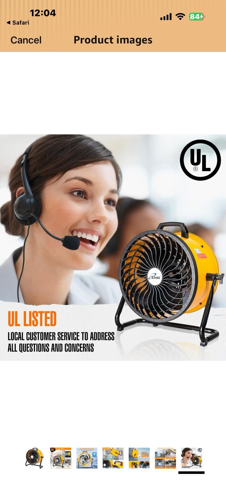 iLiving 16 in. Low Noise Turbo Fan 2687 CFM 3-Speed Portable Air Circulator
