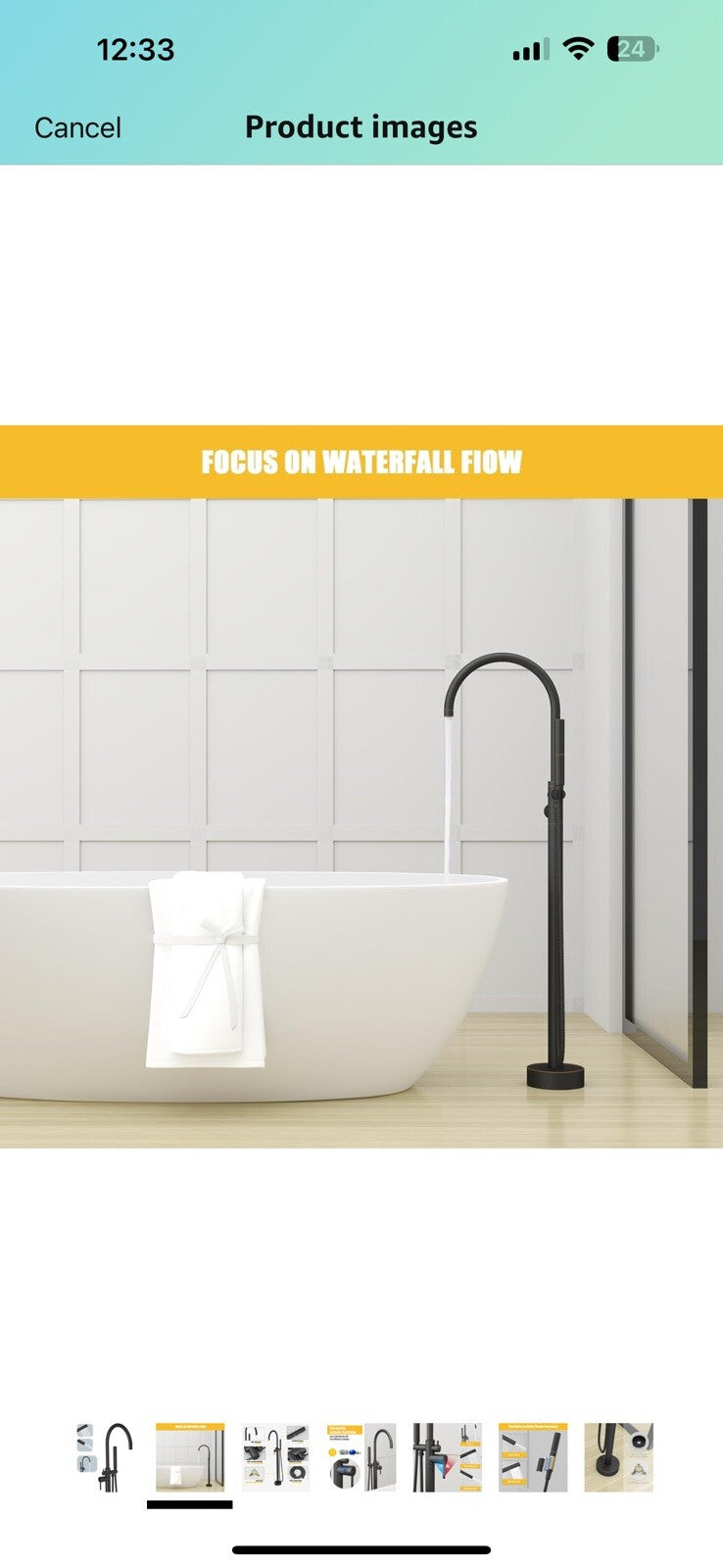 BESy Freestanding Bathtub Faucet Tub Filler Floor Mount Stand Brass Bathroom