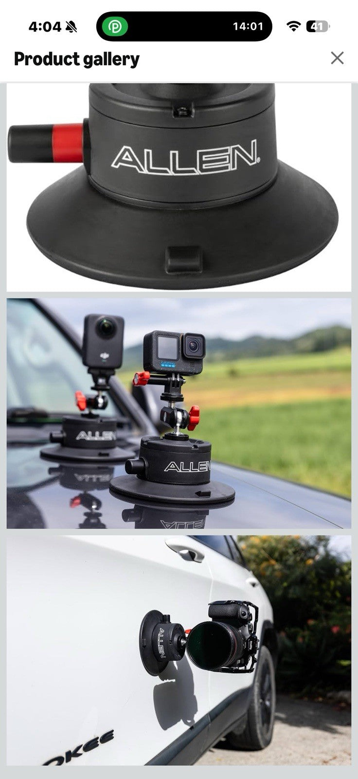 Allen Smart Suction SNAP Camera Mount, Model SB-03, Compatible with DSLR
