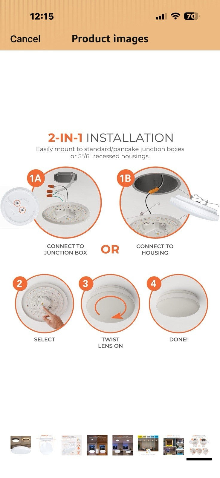 HALO FM 15” Indoor LED Flush Mount Ceiling Light w/Night Light,