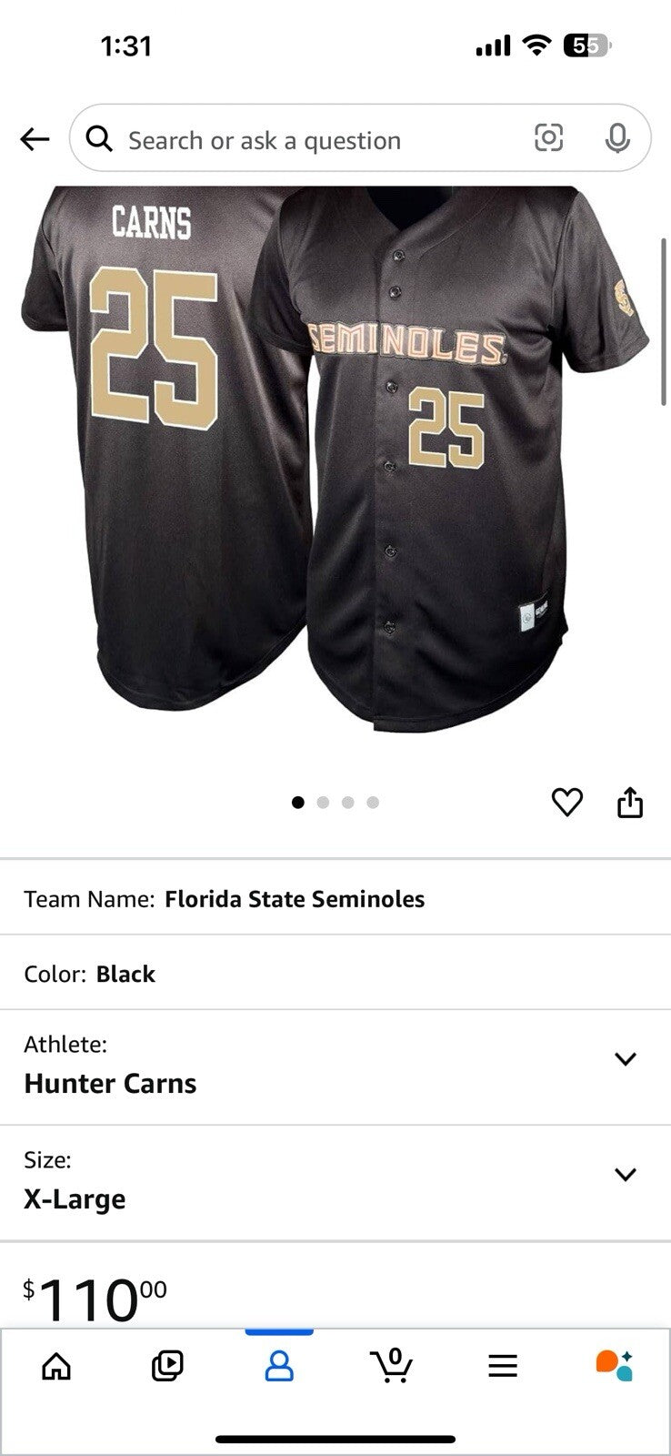 NCAA Mens Florida State Seminoles Baseball X Large
