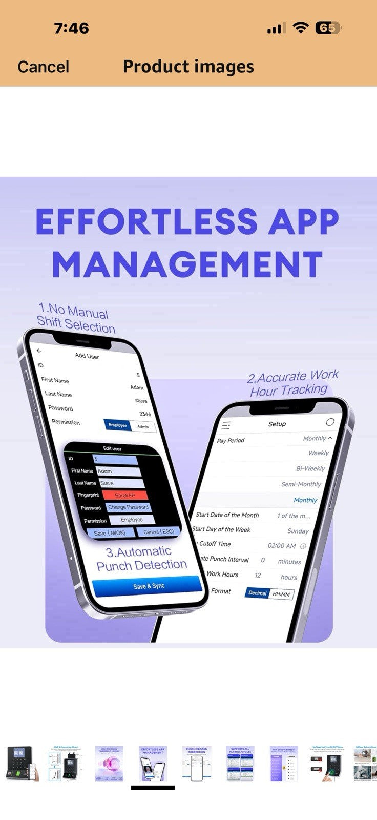 NGTeco APP Time Clock, Fingerprint & PIN Times Clock for Small Business,