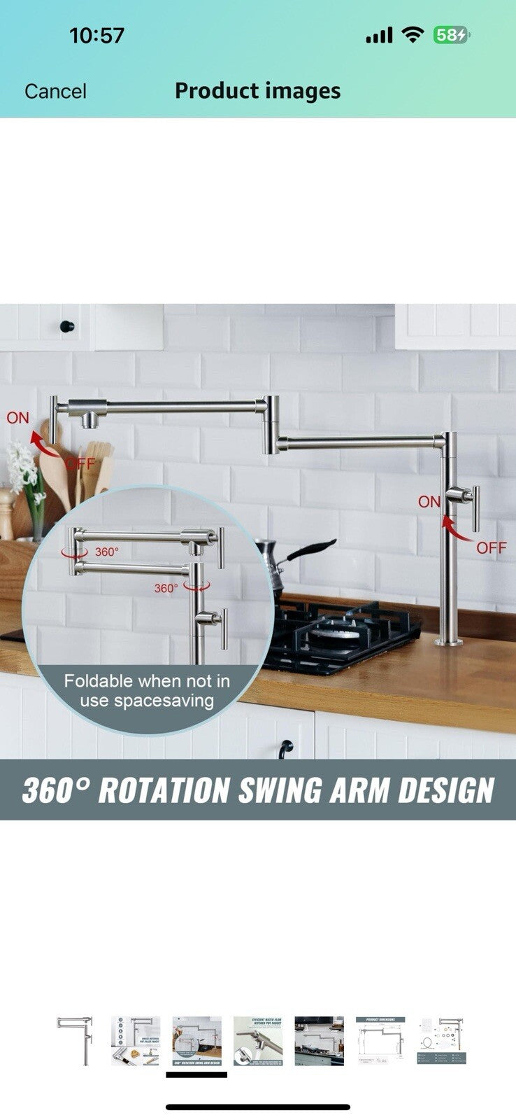 Pot Filler Faucet for Kitchen Sink, Deck Mount Pot Faucets Over Stove,
