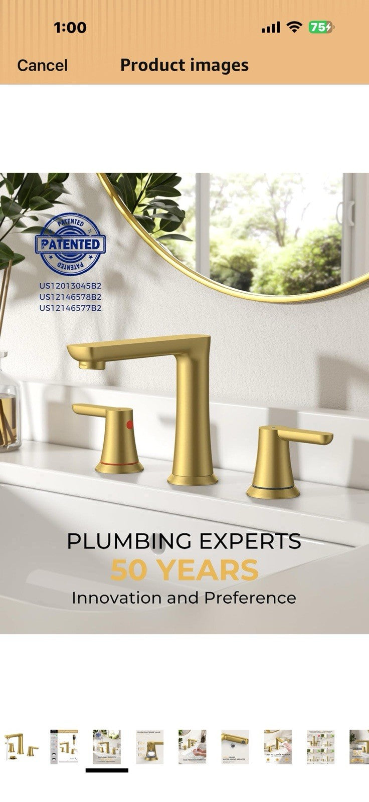 FORIOUS Gold Bathroom Faucet 3 Hole, Two Handle Gold Faucet for Bathroom 