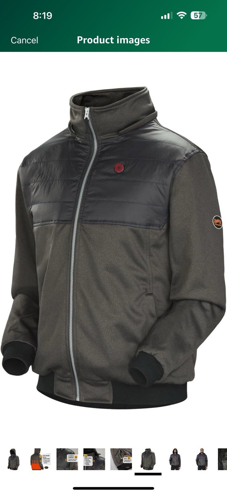 Pioneer Men's Heated Fleece Hooded Jacket with Detachable Hood - XL