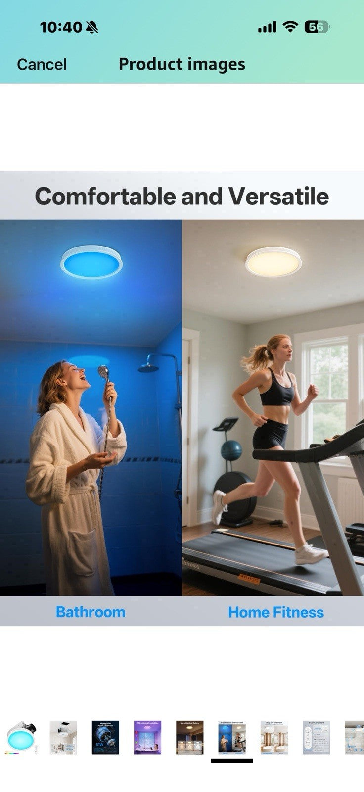 Bathroom Exhaust Fan with RGB Lights, 110CFM/1.0 Sones Vent Fan with 