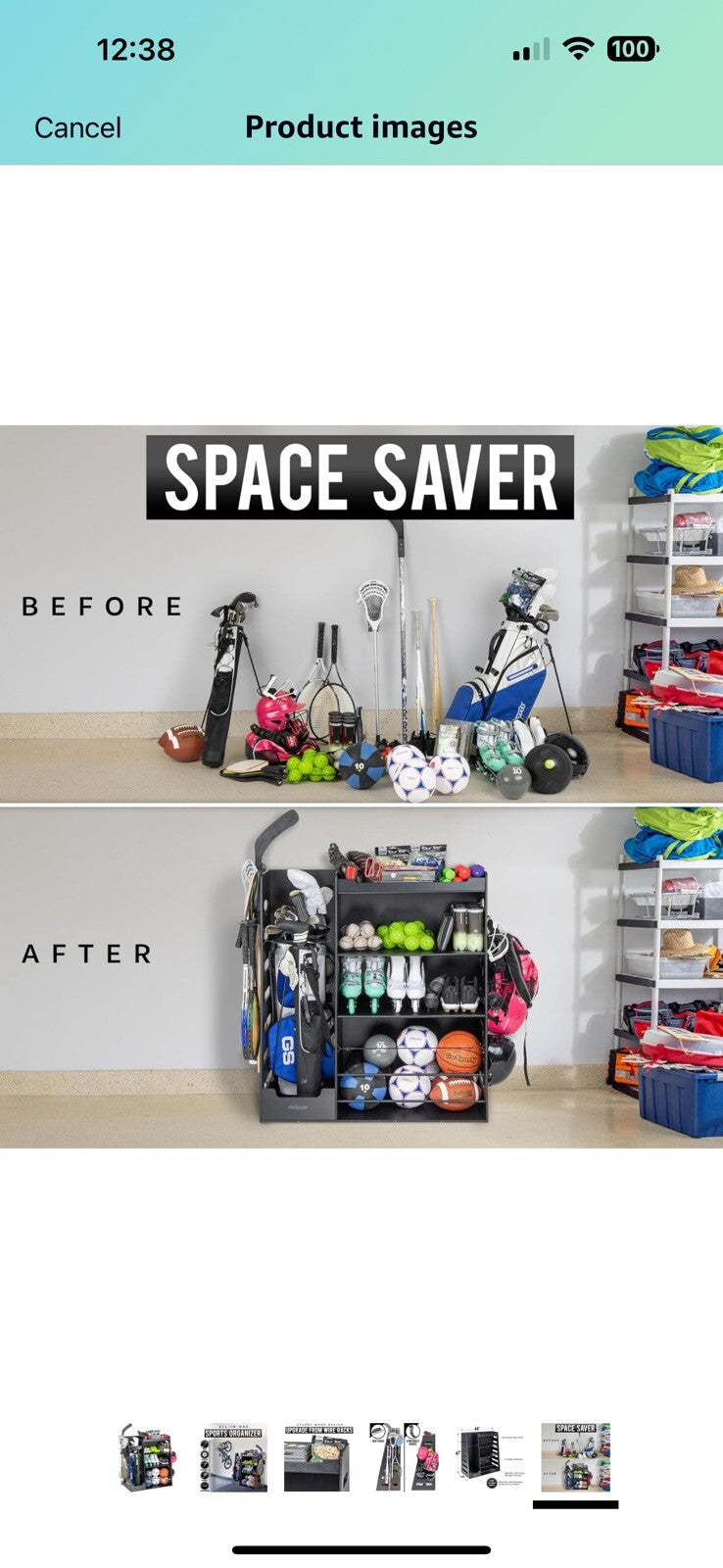 GoSports Premium Wooden Sports Equipment Organizer 
