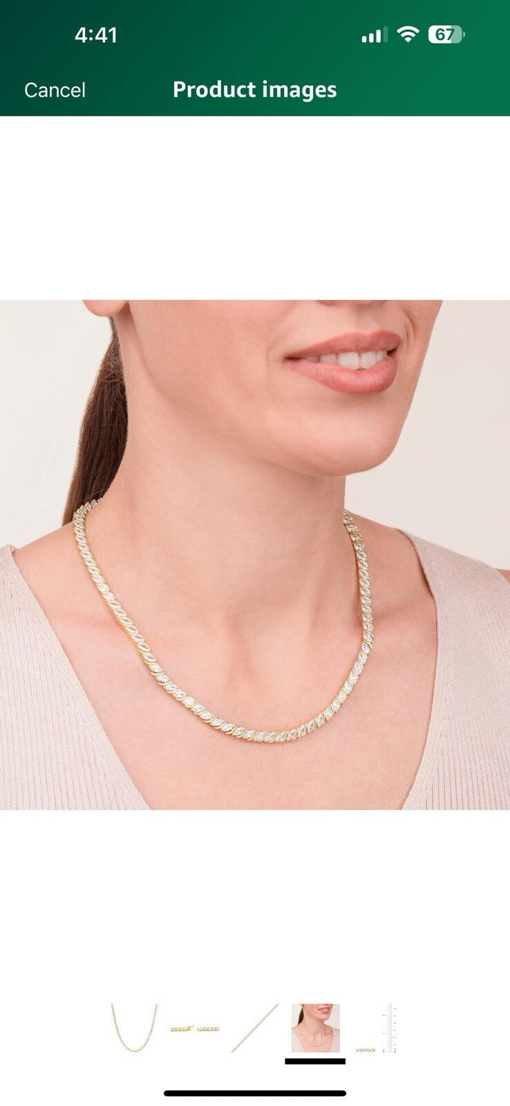 Amazon Essentials Cubic Zirconia Wave Tennis Necklace Sterling Silver, 18"