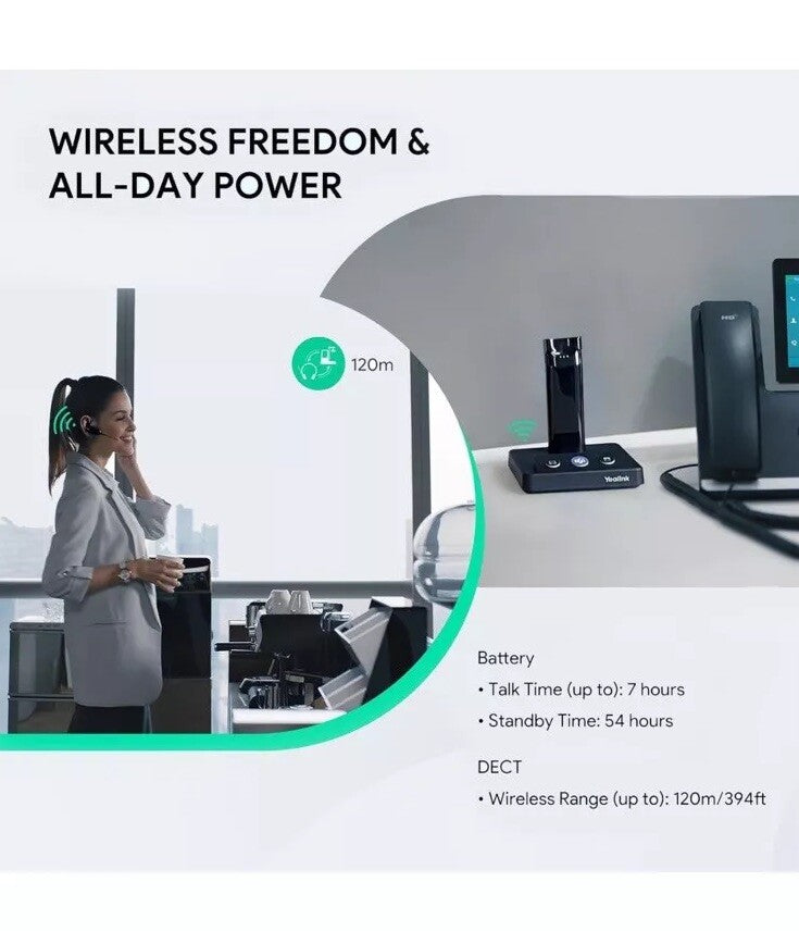 Yealink DECT Wireless Headset WH63,Mono Office Phone Headset with Noise