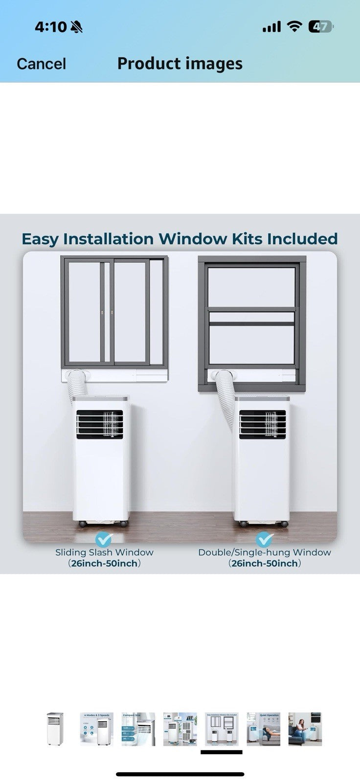 10,000 BTU Portable Air Conditioner, Quiet 3 in 1 AC Unit with Fan & Dehum