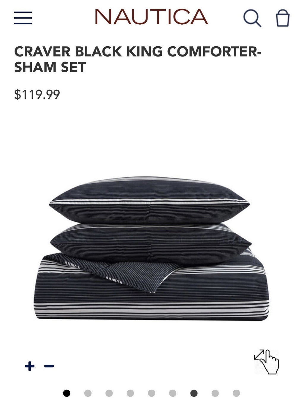 Nautica CRAVER BLACK KING COMFORTER-SHAM SET