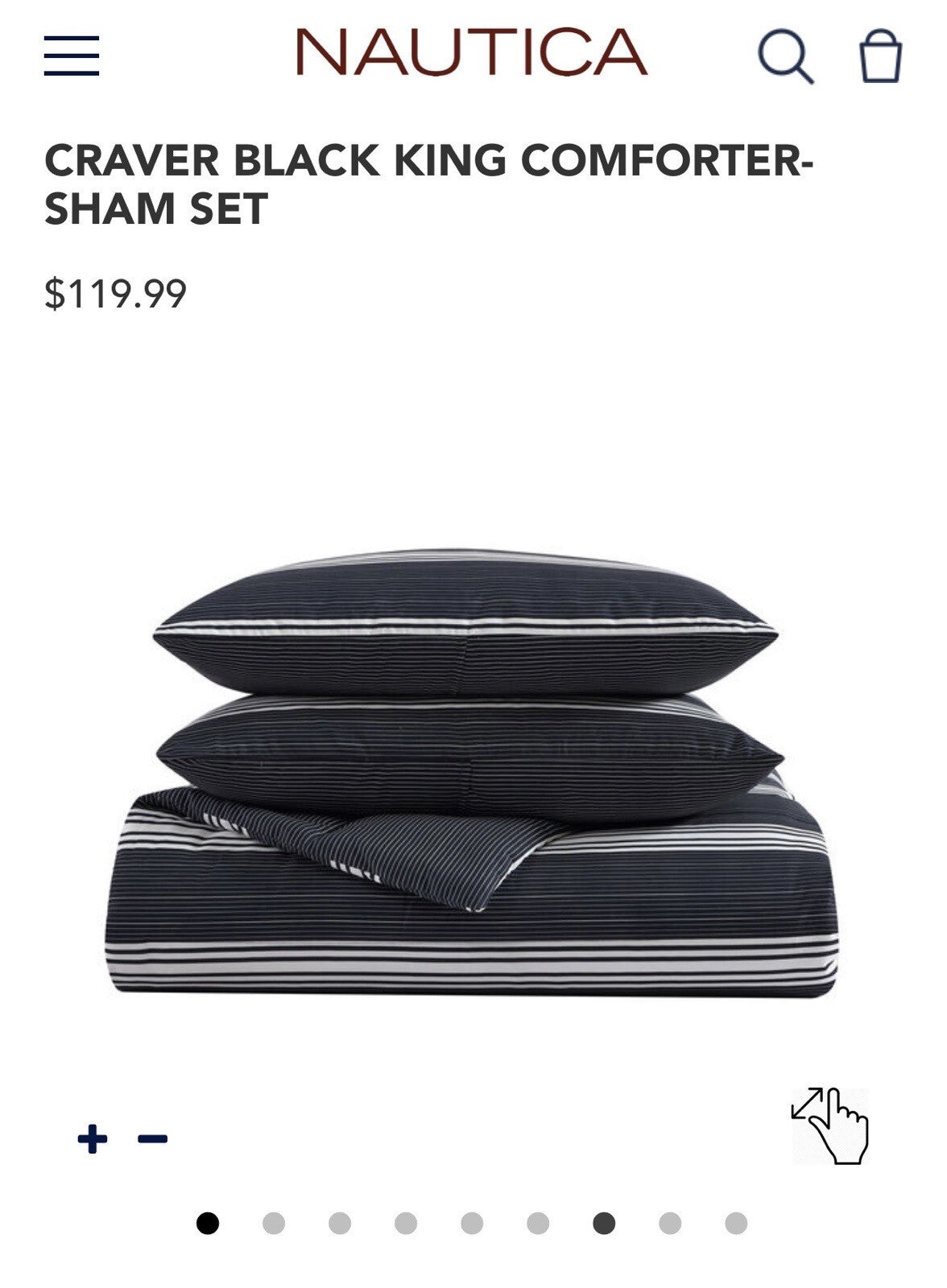 Nautica CRAVER BLACK KING COMFORTER-SHAM SET