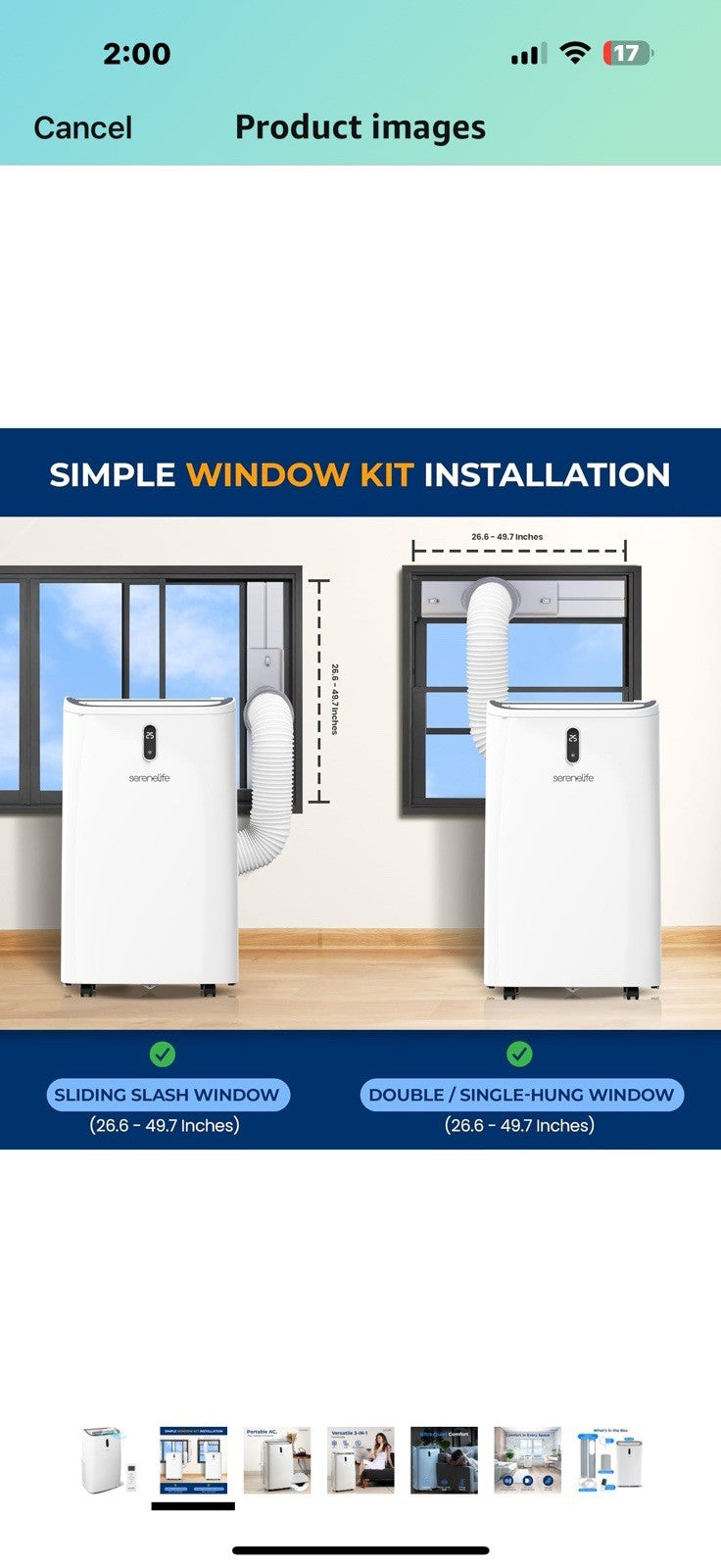 SereneLife SLPAC242B Portable Air Conditioner-12000 BTU Capacity (ASHRAE)