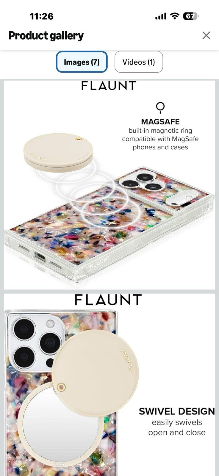 Flaunt MagSafe Compact Makeup Mirror - Magnetic Mirror with Slim Covered Design